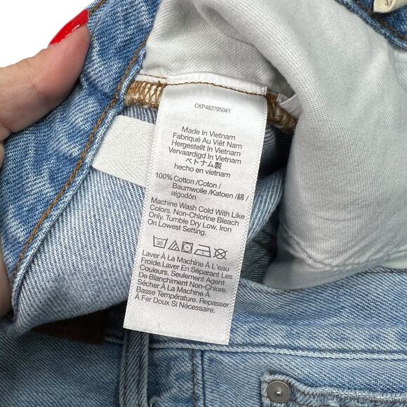 Madewell Low Slung Straight Slouchy Jeans Button Fly Cross Tab Light Wash 33 - Picture 9 of 10